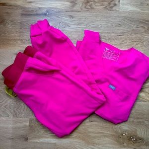 Small Figs Scrubs Set in Shocking Pink